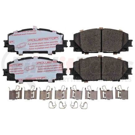 NXT-1184 by POWERSTOP BRAKES - Disc Brake Pad Set - Front, Carbon Fiber Ceramic Pads with Hardware for 2012-2019 Toyota Prius C