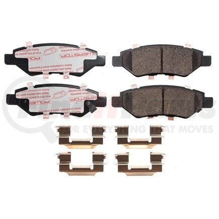 NXT-1337 by POWERSTOP BRAKES - Disc Brake Pad Set - Rear, Carbon Fiber Ceramic Pads with Hardware for 2010-2016 Cadillac SRX