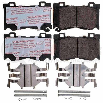 NXT-1346 by POWERSTOP BRAKES - Disc Brake Pad Set - Front, Carbon Fiber Ceramic Pads with Hardware for 2014-2019 Infiniti Q50