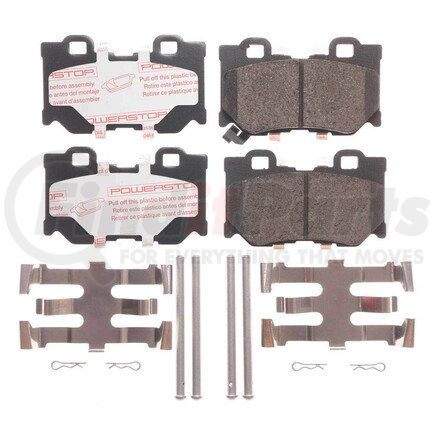 NXT-1347 by POWERSTOP BRAKES - Disc Brake Pad Set - Rear, Carbon Fiber Ceramic Pads with Hardware for 2014-2019 Infiniti Q50