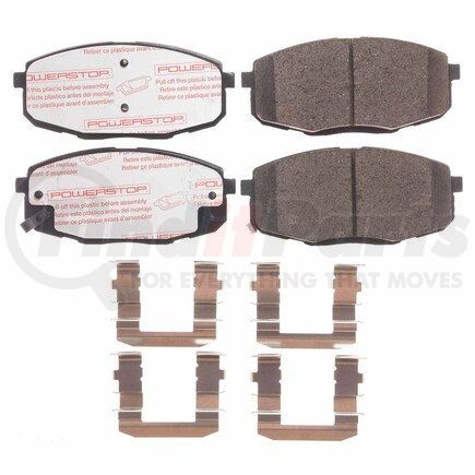 NXT-1397 by POWERSTOP BRAKES - Disc Brake Pad Set - Front, Carbon Fiber Ceramic Pads with Hardware for 2014-2016 Kia Soul