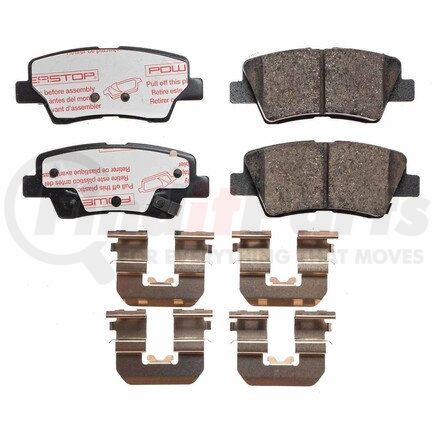 NXT-1445 by POWERSTOP BRAKES - Disc Brake Pad Set - Rear, Carbon Fiber Ceramic Pads with Hardware for 2012-2017 Hyundai Azera