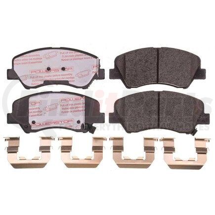 NXT-1593 by POWERSTOP BRAKES - Disc Brake Pad Set - Front, Carbon Fiber Ceramic Pads with Hardware for 2012-2017 Kia Rio