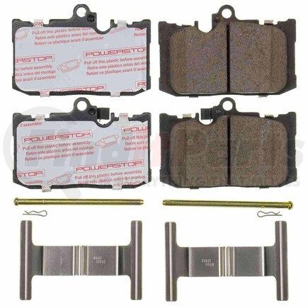 NXT-1686 by POWERSTOP BRAKES - Disc Brake Pad Set - Front, Carbon Fiber Ceramic Pads with Hardware for 2013-2020 Lexus GS350