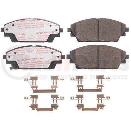 NXT-1728 by POWERSTOP BRAKES - Disc Brake Pad Set - Front, Carbon Fiber Ceramic Pads with Hardware for 2014-2018 Mazda 3