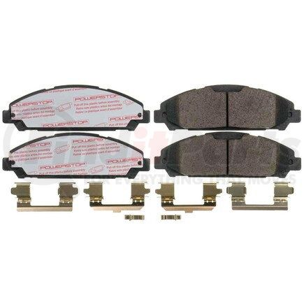 NXT-1791 by POWERSTOP BRAKES - Disc Brake Pad Set - Front, Carbon Fiber Ceramic Pads with Hardware for 2015-2020 Ford Mustang