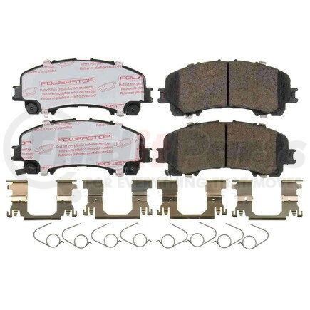 NXT-1736 by POWERSTOP BRAKES - Disc Brake Pad Set - Front, Carbon Fiber Ceramic Pads with Hardware for 2014-2019 Infiniti Q50