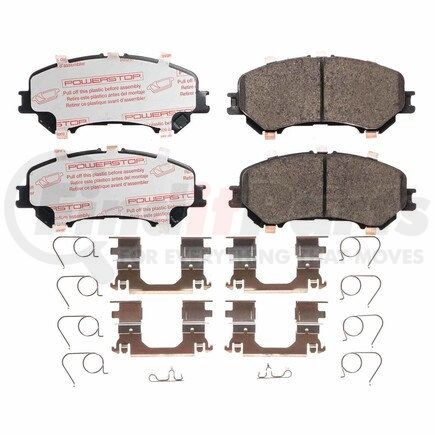 NXT-1737 by POWERSTOP BRAKES - Disc Brake Pad Set - Front, Carbon Fiber Ceramic Pads with Hardware for 2014-2020 Nissan Rogue