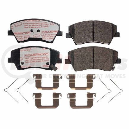 NXT-1912 by POWERSTOP BRAKES - Disc Brake Pad Set - Front, Carbon Fiber Ceramic Pads with Hardware for 2018-2020 Hyundai Elantra GT