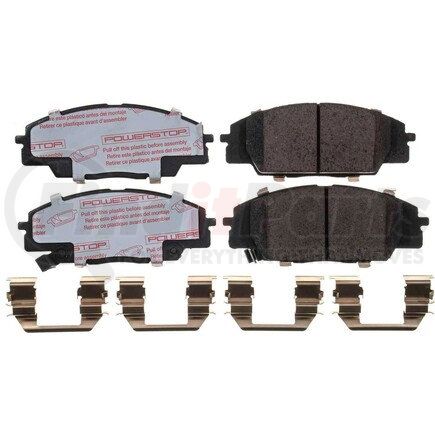 NXT-829 by POWERSTOP BRAKES - Disc Brake Pad Set - Front, Carbon Fiber Ceramic Pads with Hardware for 2006-2011 Honda Civic