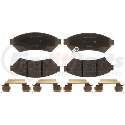 14D1075CHF1 by ACDELCO - Disc Brake Pad Set - Front, Ceramic, Revised F1 Part Design, with Hardware