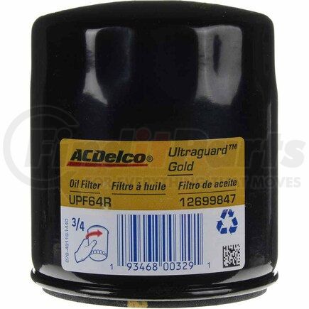 UPF64RF by ACDELCO - Engine Oil Filter - 3" O.D. Spin On, Gasket, with Anti-Drain Back Valve