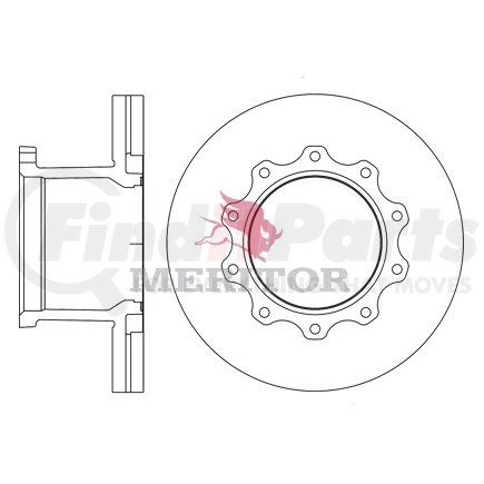 M44D71601 by MERITOR - Disc Brake Rotor - Wabco Pan 19, 10 Mounting Holes, 377 mm OD, 45 mm Thickness (Wabco CT832)