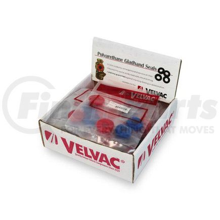 035012 by VELVAC - Air Brake Gladhand Seal - Includes display box and 25 sets of seals (4 seals per bag, 2 red and 2 blue)