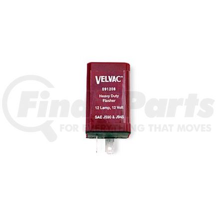 091208 by VELVAC - Multi-Purpose Flasher - 2 Terminals, Red, 2-12 Lamp Rating, 70-120 Flash Rate FPM, 25 Amp Rating