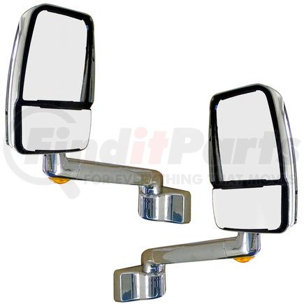 714269 by VELVAC - 2030 Series Door Mirror - Chrome, 9" Radius Base, 10" Lighted Arm, Deluxe Head, Driver and Passenger Side