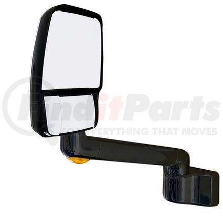 714289 by VELVAC - 2030 Series Door Mirror - Black, 7" Radius Base, 14" Lighted Arm, Deluxe Head, Driver Side