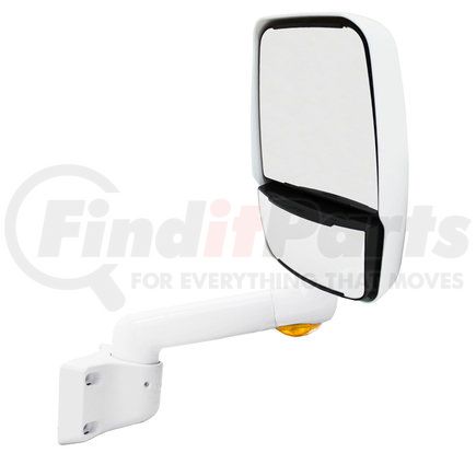 714319 by VELVAC - 2030 Series Door Mirror - White, 9" Radius Base, 10" Lighted Arm, Deluxe Head, Passenger Side