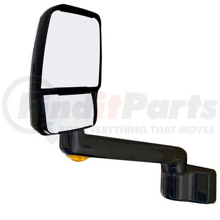 714369 by VELVAC - 2030 Series Door Mirror - Black, 9" Radius Base, 14" Lighted Arm, Deluxe Head, Driver Side