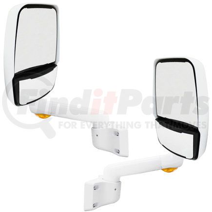 714432-7 by VELVAC - 2030 Series Door Mirror - White, 9" Radius Base, 10" Lighted Arm, Deluxe Head, Driver and Passenger Side