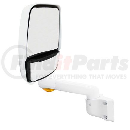 714433 by VELVAC - 2030 Series Door Mirror - White, 9" Radius Base, 10" Lighted Arm, Deluxe Head, Driver Side