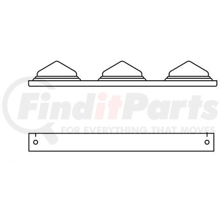 1523 by TRUCK-LITE - Identification Light - Slim Line, Incandescent, Rectangular, Red, 3 Lights, Black, 12 Volt, Kit