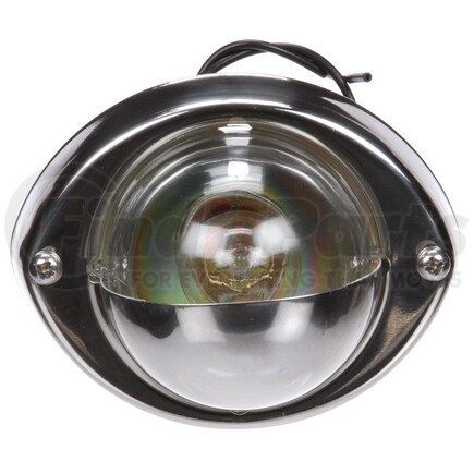 26391C by TRUCK-LITE - Stepwell Light - Incandescent, 1 Bulb, Round Clear Lens, Silver Bracket Mount, Hardwired, Stripped End, 24V