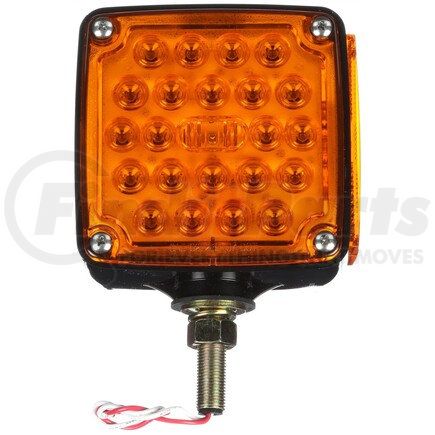 2752 by TRUCK-LITE - Signal-Stat Pedestal Light - LED, Yellow/Yellow Square, 24 Diode, Dual Face, Vertical Mount, Side Marker, 2 Wire, 1 Stud, Chrome, Stripped End/Ring Terminal