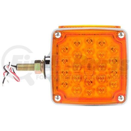 2756 by TRUCK-LITE - Signal-Stat Pedestal Light - LED, Red/Yellow Square, 24 Diode, Right-hand, Dual Face, Vertical Mount, Side Marker, 3 Wire, 1 Stud, Chrome, Stripped End/Ring Terminal