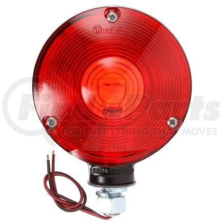 2803 by TRUCK-LITE - Signal-Stat Pedestal Light - Incandescent, Red/Yellow Round, 1 Bulb, Dual Face, 2 Wire, 1 Stud, Black, Stripped End