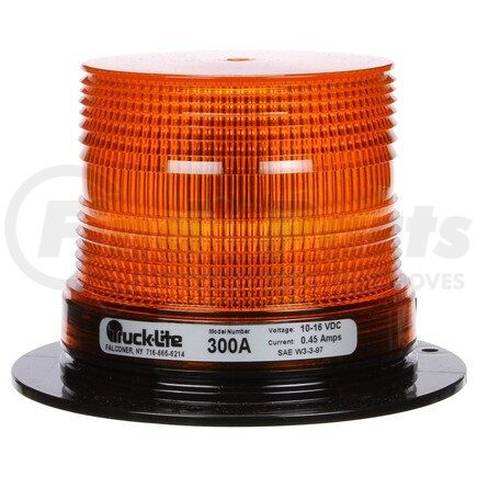 300A by TRUCK-LITE - Signal-Stat Beacon Light - LED, Low Profile Beacon, Yellow Lens, Permanent Mount, Class III, Hardwired, Stripped End, 12V