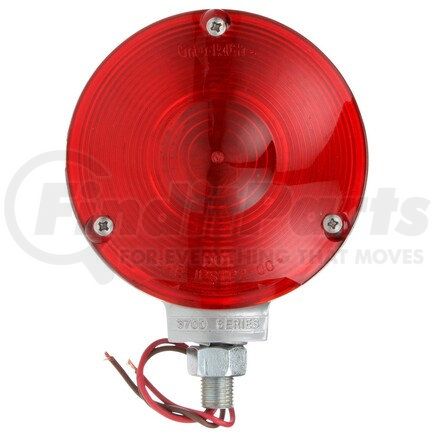 3702 by TRUCK-LITE - Signal-Stat Pedestal Light - Incandescent, Red Round, 1 Bulb, Single Face, 2 Wire, 1 Stud, Gray, Stripped End