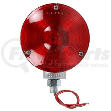 3710 by TRUCK-LITE - Signal-Stat Pedestal Light - Incandescent, Red Round, 1 Bulb, Single Face, 2 Wire, 1 Stud/Shock Mount, Gray, Stripped End