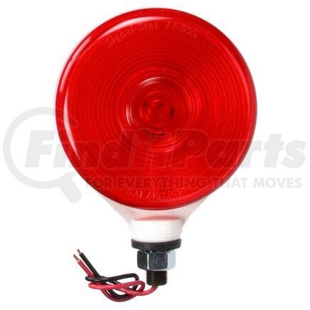 3754 by TRUCK-LITE - Signal-Stat Pedestal Light - Incandescent, Red Round, 1 Bulb, Single Face, 2 Wire, 1 Stud, White, Stripped End/Ring Terminal