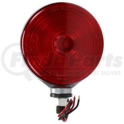 3762 by TRUCK-LITE - Signal-Stat Pedestal Light - Incandescent, Red Round, 1 Bulb, Single Face, 2 Wire, 1 Stud, Silver, Stripped End