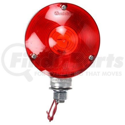 3801 by TRUCK-LITE - Signal-Stat Pedestal Light - Incandescent, Red/Yellow Round, 1 Bulb, Dual Face, 1 Wire, 1 Stud, Gray, Stripped End