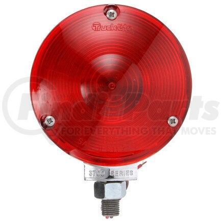 3712 by TRUCK-LITE - Signal-Stat Pedestal Light - Incandescent, Red Round, 1 Bulb, Single Face, 2 Wire, 1 Stud, Chrome, Stripped End