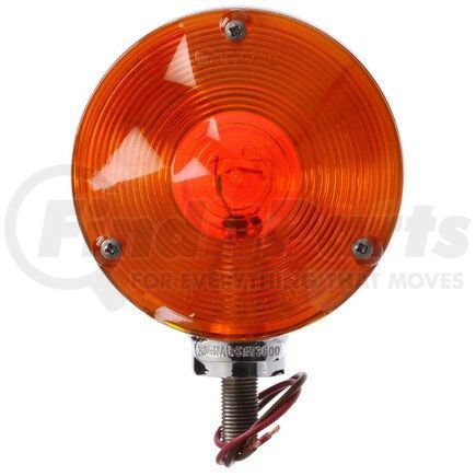 3812 by TRUCK-LITE - Signal-Stat Pedestal Light - Incandescent, Red/Yellow Round, 1 Bulb, Dual Face, 2 Wire, 1 Stud, Chrome, Stripped End