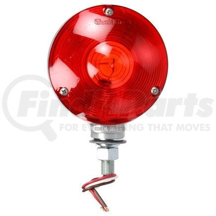 3810 by TRUCK-LITE - Signal-Stat Pedestal Light - Incandescent, Red/Yellow Round, 1 Bulb, Dual Face, 3 Wire, 1 Stud, Gray, Stripped End