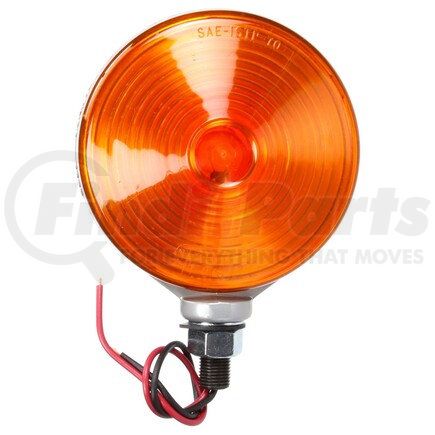 3863 by TRUCK-LITE - Signal-Stat Pedestal Light - Incandescent, Red/Yellow Round, 1 Bulb, Dual Face, 2 Wire, 1 Stud, Gray, Stripped End