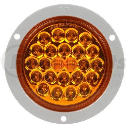 4053A by TRUCK-LITE - Signal-Stat Turn Signal / Parking Light - LED, Yellow Round, 24 Diode, Flange, 12V, Gray Polycarbonate Trim