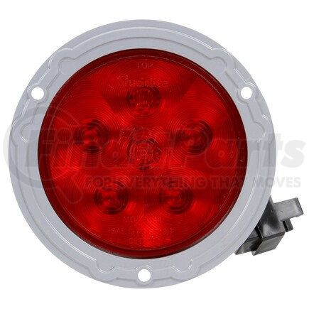 44958R by TRUCK-LITE - Brake / Tail / Turn Signal Light - Super 44 LED 4 in. Red, Gray Flange, Hardwired Male Pin Adapter