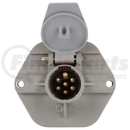 50866 by TRUCK-LITE - 50 Series Trailer Receptacle - 7 Solid Pin, Grey Plastic, Surface Mount, Threaded Stacking Studs