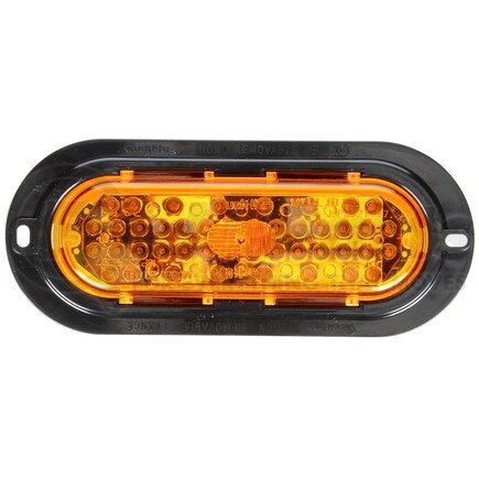 60292Y by TRUCK-LITE - 60 Series Turn Signal / Parking Light - LED, Yellow Oval, 44 Diode, Flange Mount, 12V, Black ABS Trim