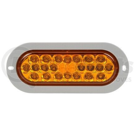 6053A by TRUCK-LITE - Signal-Stat Turn Signal / Parking Light - LED, Yellow Oval, 24 Diode, Flange, 12V, Gray Polycarbonate Trim