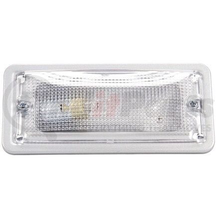 80490 by TRUCK-LITE - Dome Light - Incandescent, 1 Bulb, Rectangular Clear, Silver 2 Screw Bracket Mount, Hardwired, Stripped End, 12 Volt