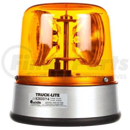 92600Y by TRUCK-LITE - Beacon Light - Halogen, Yellow, Permanent Mount, Class I, Hardwired, Stripped End, 12 Volt