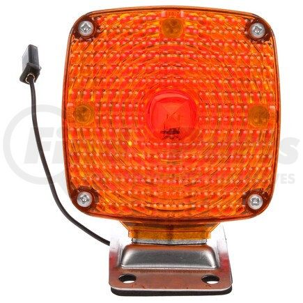 950 by TRUCK-LITE - Signal-Stat Pedestal Light - Incandescent, Red/Yellow Square, 1 Bulb, Dual Face, 1 Wire, Surface Mount, Chrome, Packard Connector