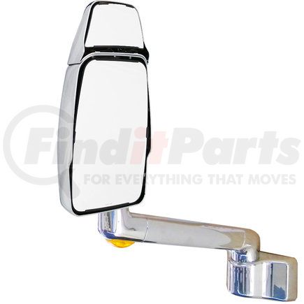 714685 by VELVAC - 2030 Series Door Mirror - Chrome, 12" Radius Base, 10" Lighted Arm, Driver Side