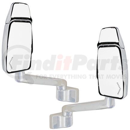 714686 by VELVAC - 2030 Series Door Mirror - Chrome, 10" Lighted Arm, Driver and Passenger Side